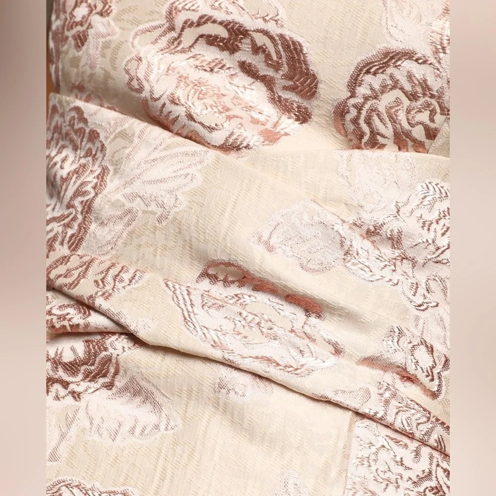 Lulu’s Redefine Regal Pale Pink Floral Flowers Jacquard Strapless Maxi Dress s - Picture 5 of 8